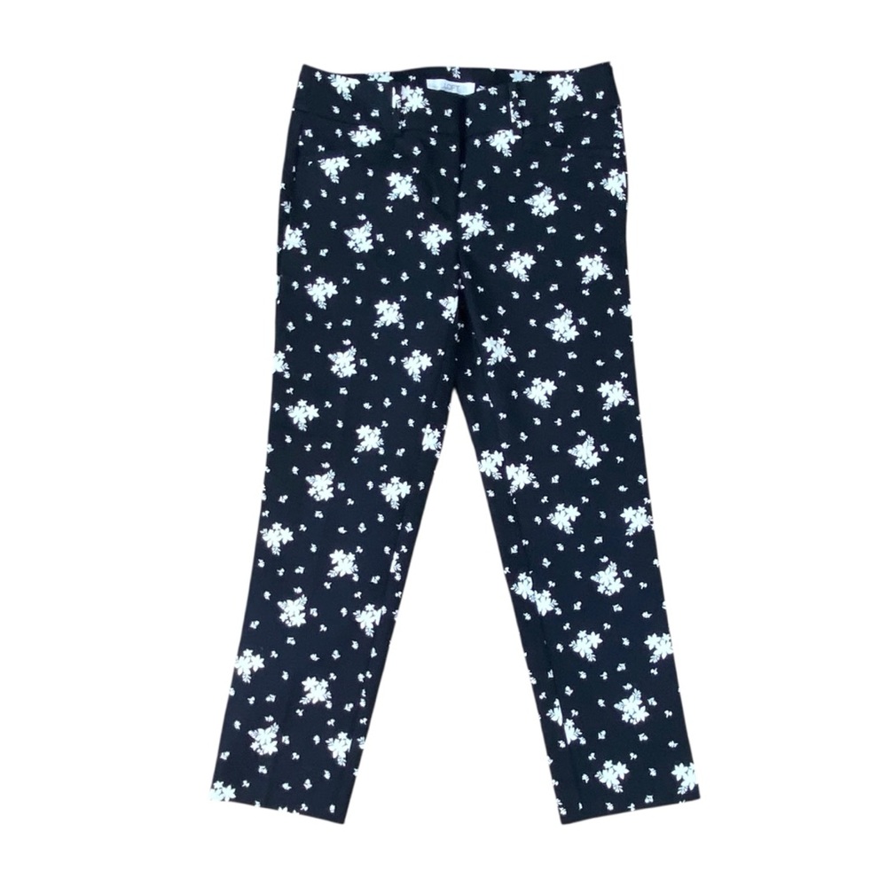 Woman’s LOFT “Marisa” black and white floral cropped pants size 0